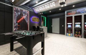 Salão de jogos com temática Star Wars